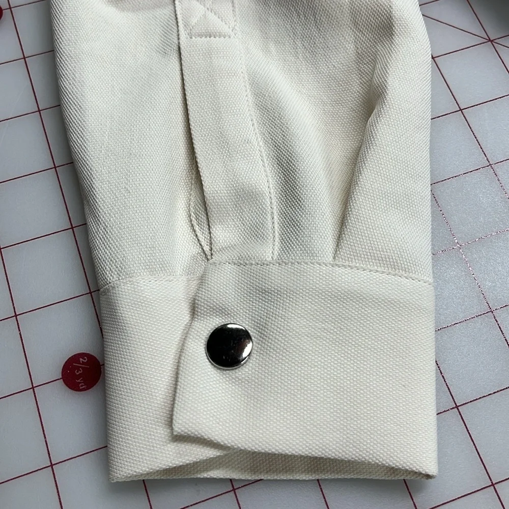 REISS Fleur Twin Pocket V-Neck Back Detail Lagenlook Minimalist Cream Blouse 0 - Picture 8 of 16